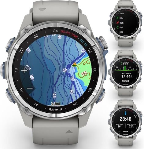 Wearable4U Garmin Descent Mk3i 43 mm w/T2 Transceiver: Titanium Dive Computer +Extra-Long Strap | Up to 25 Days Battery Life, AMOLED Display, GPS Smartwatch Gift Bundle (010-02753-10) in Kuwait