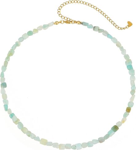 Wellike Beaded Necklaces For Women Trendy Dainty Choker Necklace Chain 18k Gold Plated Natural Stone Handmade Everyday Bead Necklaces Fashion Healing Crystal Jewelry in Saudi Arabia