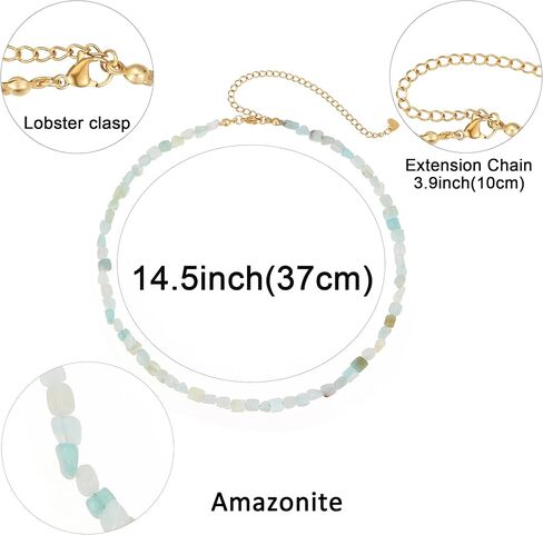 Wellike Beaded Necklaces For Women Trendy Dainty Choker Necklace Chain 18k Gold Plated Natural Stone Handmade Everyday Bead Necklaces Fashion Healing Crystal Jewelry in Saudi Arabia