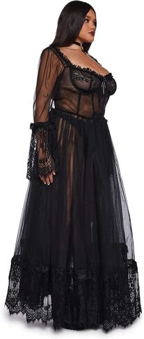 Dolls Kill Dance with Death Maxi Dress by Widow - Sheer Mesh Dress Perfect for Whimsy Goth Fashion in Saudi Arabia