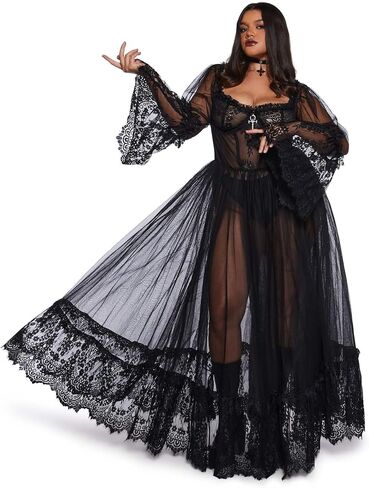 Dolls Kill Dance with Death Maxi Dress by Widow - Sheer Mesh Dress Perfect for Whimsy Goth Fashion in Saudi Arabia