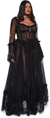 Dolls Kill Dance with Death Maxi Dress by Widow - Sheer Mesh Dress Perfect for Whimsy Goth Fashion in Saudi Arabia
