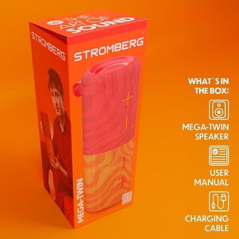 Stromberg - Mega Twin 2 in 1 Design - مكبر صوت بلوتوث المحمول ، الطاقة 20W ، وقت اللعب لمدة 11 ساعة ، مصابيح RGB متوافقة مع AUX in Kuwait