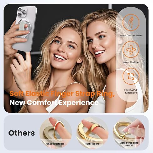 قبضة الهاتف متعددة الوظائف لـ Magsafe ، قبضة مع حامل هاتفي مدمج ، حلقة دعم الأصابع ، Kickstand للحصول على صورة الارتفاع ، وضع المناظر الطبيعية ، الحجز المغناطيسي القوي ، الشحن اللاسلكي متوافق-الذهب الوردي in Kuwait