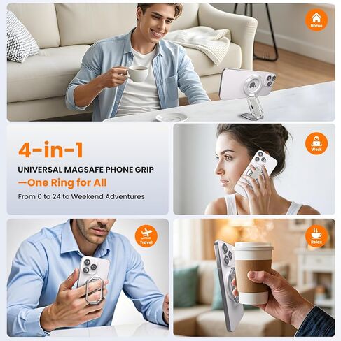 قبضة الهاتف متعددة الوظائف لـ Magsafe ، قبضة مع حامل هاتفي مدمج ، حلقة دعم الأصابع ، Kickstand للحصول على صورة الارتفاع ، وضع المناظر الطبيعية ، الحجز المغناطيسي القوي ، الشحن اللاسلكي متوافق-الذهب الوردي in Kuwait