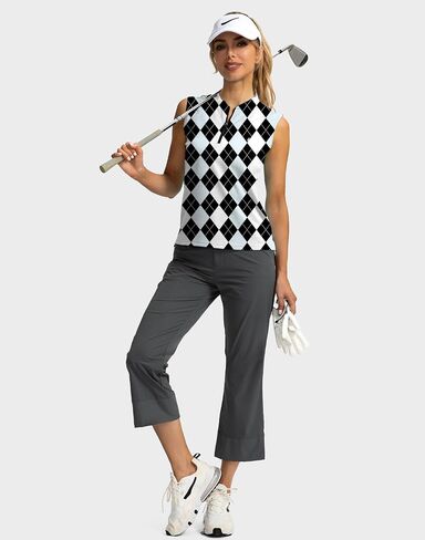 SANTINY Women's Sleeveless Golf Shirt Zip Up Tennis Lightweight Quick Dry Tank Tops Polo Shirts for Women in Saudi Arabia