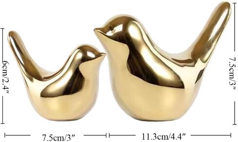 2 Pieces Decor Ceramic Bird Figurines Small Bird Statues Home Decor Modern Style Figurine Decor for Living Room,Bedroom,Desk,Bookshelf,Shelf,Coffee Table, Fireplace Mantel (White) in Saudi Arabia