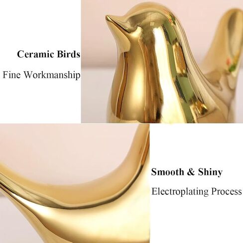 2 Pieces Decor Ceramic Bird Figurines Small Bird Statues Home Decor Modern Style Figurine Decor for Living Room,Bedroom,Desk,Bookshelf,Shelf,Coffee Table, Fireplace Mantel (White) in Saudi Arabia