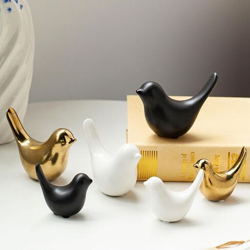 2 Pieces Decor Ceramic Bird Figurines Small Bird Statues Home Decor Modern Style Figurine Decor for Living Room,Bedroom,Desk,Bookshelf,Shelf,Coffee Table, Fireplace Mantel (White) in Saudi Arabia