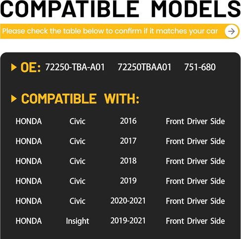 منظم نافذة كهربائي مع محرك، جانب الراكب الأمامي، متوافق مع Honda Civic 2016 2017 2018 سيدان، Insight 2019، استبدال # 72210-TBA-A01 389145 in Saudi Arabia