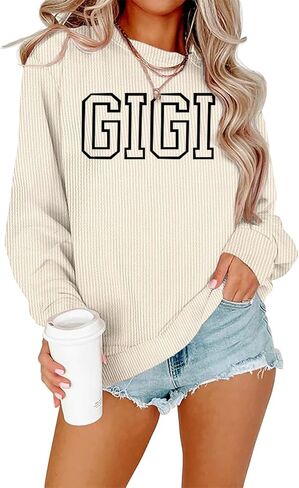 Gigi Sweatshirts for Women Grandma Sweatshirt Gifts for Grandmother Nana Pullover Long Sleeve Top Lightweight Soft in Saudi Arabia
