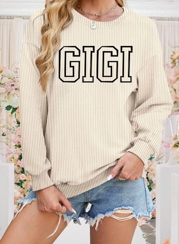 Gigi Sweatshirts for Women Grandma Sweatshirt Gifts for Grandmother Nana Pullover Long Sleeve Top Lightweight Soft in Saudi Arabia