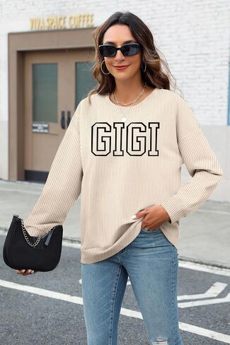 Gigi Sweatshirts for Women Grandma Sweatshirt Gifts for Grandmother Nana Pullover Long Sleeve Top Lightweight Soft in Saudi Arabia