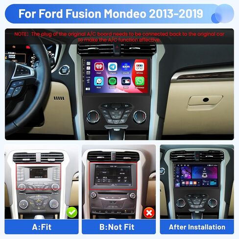 2+64G Radio for Ford Fusion Mondeo 2013-2019 Android 13 Car Stereo 9 '' Touch Screen متوافق مع Carplay Android Auto ، Camera AHD Backup ، رابط المرآة ، GPS ، WiFi ، DSP in Kuwait