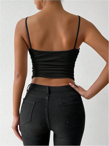 SOLY HUX Women's Wrap V Neck Camisole Tops Spaghetti Strap Ruched Dressy Casual Crop Tops in Saudi Arabia