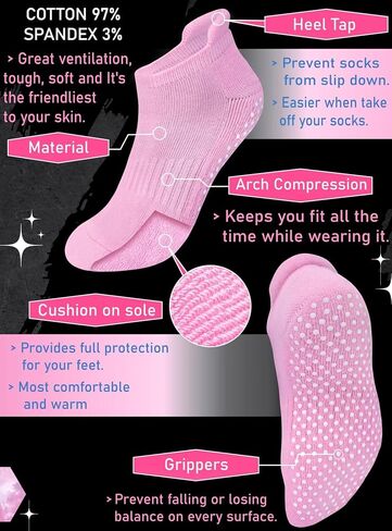 RATIVE Anti Slip Non Skid Barre Yoga Pilates Hospital Socks with grips for Adults Men Women in Kuwait