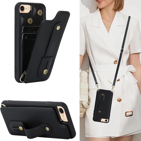 Crossbody Wallet Case for iPhone 16E (ليس 16) ، RFID يمنع حبل PU Leather Lanyard مع غطاء معصم فتحات البطاقات Kickstand Cover for Women for Apple 16e.Removable White in Saudi Arabia