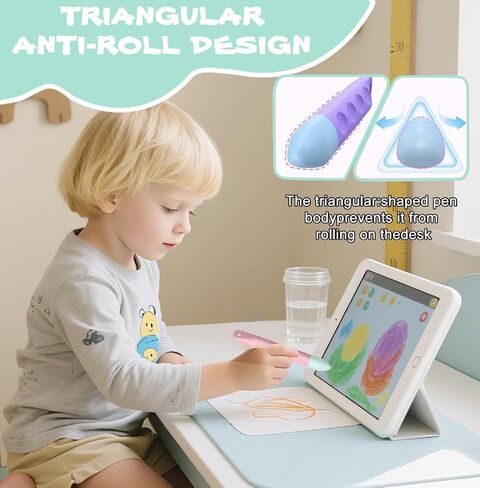 Kid-Friendly Tablet Stylus with Tether, Purple and Pink Kids Pen for iPad, AMZ Fire Kids and Kids Pro, All AMZ Fire Tablets, Samsung/Lenovo/Sufface Tablets, All Touch Screen Devices (Purple + Pink) in Saudi Arabia