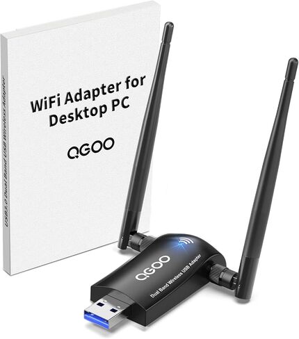 Tri-Band WiFi 6E محول للكمبيوتر الشخصي لسطح المكتب: QGOO USB 3.0 AX 5400 مستقبل الشبكة اللاسلكية/دونجل مع الهوائيات المزدوجة 5DBI ، بطاقة wifi/stick 6g/5g/2.4g لجهاز الكمبيوتر المحمول فقط Windows 11/10 in Saudi Arabia