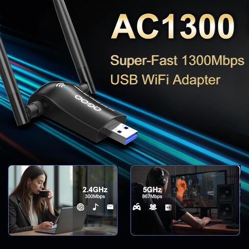 Tri-Band WiFi 6E محول للكمبيوتر الشخصي لسطح المكتب: QGOO USB 3.0 AX 5400 مستقبل الشبكة اللاسلكية/دونجل مع الهوائيات المزدوجة 5DBI ، بطاقة wifi/stick 6g/5g/2.4g لجهاز الكمبيوتر المحمول فقط Windows 11/10 in Saudi Arabia