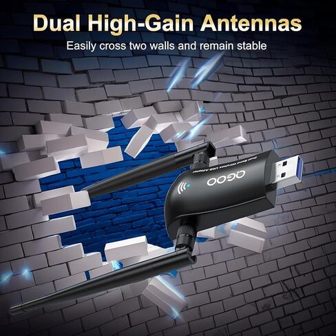 Tri-Band WiFi 6E محول للكمبيوتر الشخصي لسطح المكتب: QGOO USB 3.0 AX 5400 مستقبل الشبكة اللاسلكية/دونجل مع الهوائيات المزدوجة 5DBI ، بطاقة wifi/stick 6g/5g/2.4g لجهاز الكمبيوتر المحمول فقط Windows 11/10 in Saudi Arabia