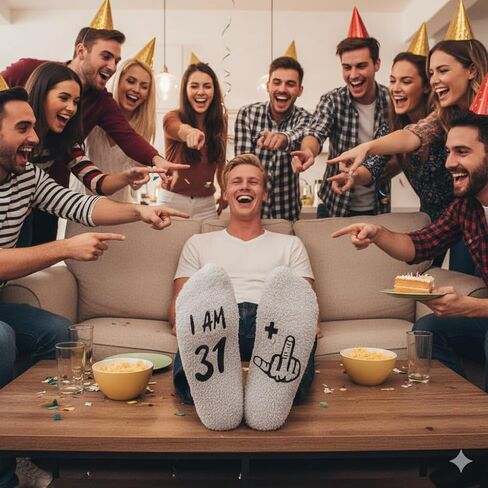 HAPPYPOP Birthday Gifts for Men - Fuzzy 31 32 33 34 35 Year Old Socks, Best Gifts for 35th Man Male Him in Saudi Arabia