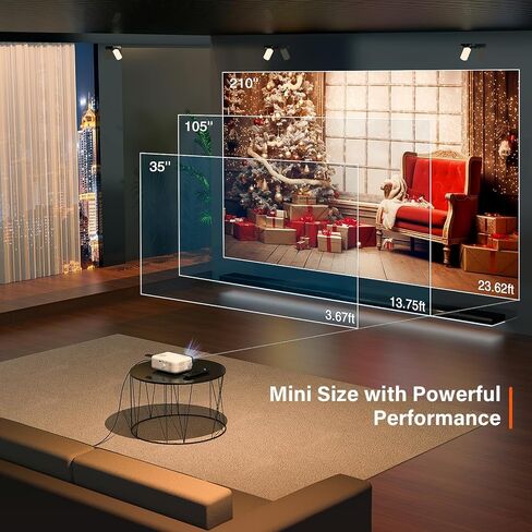 Mini Projector ، Voplls 1080p Full HD WiFi Bluetooth Portable Projector ، جهاز عرض فيديو للمسرح المنزلي في الهواء الطلق ، تكبير 50 ​​٪ ، متوافق مع HDML ، USB ، AV ، Smartphone (15000L) in Kuwait