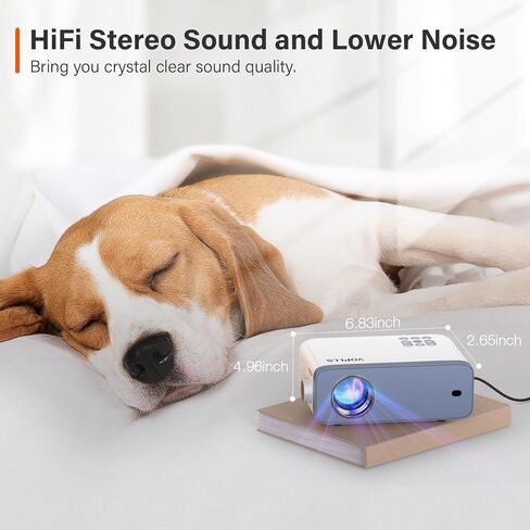 Mini Projector ، Voplls 1080p Full HD WiFi Bluetooth Portable Projector ، جهاز عرض فيديو للمسرح المنزلي في الهواء الطلق ، تكبير 50 ​​٪ ، متوافق مع HDML ، USB ، AV ، Smartphone (15000L) in Kuwait