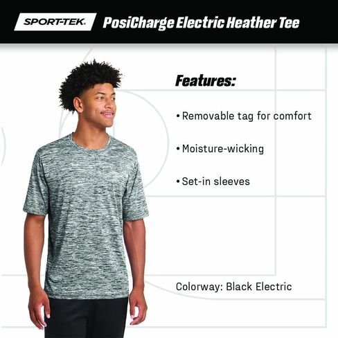 SPORT-TEK Unisex PosiCharge Electric Heather Tee | Athletic Fit Workout T-Shirt for Men & Women in Saudi Arabia
