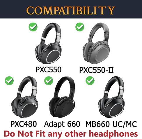 بديل لسماعات الأذن Soulwit لـ Sennheiser PXC480 ، PXC550 ، PXC 550 -II ، MB660 UC ، MB 660 MC ، وسائد أذن لـ EPOs تكييف 660 ، مع جلد البروتين الناعم ، رغوة عزل الضوضاء - الأسود in Saudi Arabia