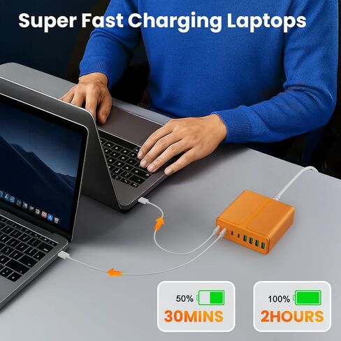 320W USB C Charger Block ، 8-Port USB C Charging Station PD 65W PC PC LAPTOP FAST ADAPTER FAR MACBOOKPRO/AIR ، DELL ، IPAD ، محطة شحن محمولة لـ iPhone ، Samsung Galaxy in Saudi Arabia