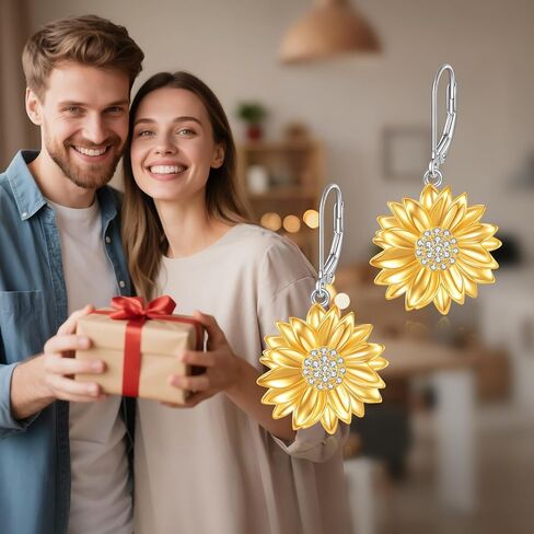 أقراط متدلية على شكل زهرة من POPLYKE من الفضة الإسترليني على شكل زهرة ليفرباك هدية عيد ميلاد للنساء in Saudi Arabia