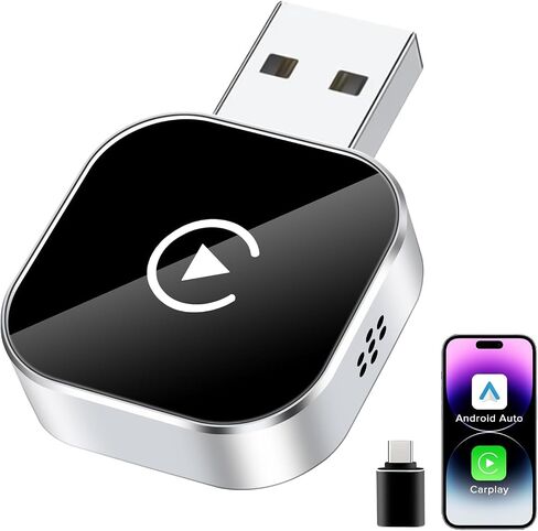 محول CarPlay اللاسلكي لـ iPhone ، قم بتحويل سلكية إلى محول CarPlay اللاسلكي ، وحجم صغير مع كابل التمديد USB و USB-C/Type-C ، والتحكم المستقر في السيارة ولا تأخير (فقط لأجهزة iPhone) in Kuwait