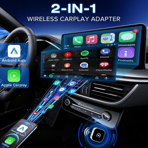 محول CarPlay اللاسلكي لـ iPhone ، قم بتحويل سلكية إلى محول CarPlay اللاسلكي ، وحجم صغير مع كابل التمديد USB و USB-C/Type-C ، والتحكم المستقر في السيارة ولا تأخير (فقط لأجهزة iPhone) in Kuwait