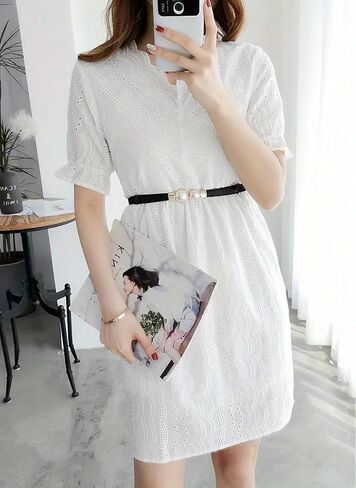 Faux Pearl Skinny Stretchy Waist Belt, Women's Decoration For Dress, Elastic Thin Waistband for Dress in Saudi Arabia