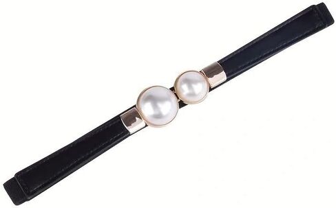 Faux Pearl Skinny Stretchy Waist Belt, Women's Decoration For Dress, Elastic Thin Waistband for Dress in Saudi Arabia