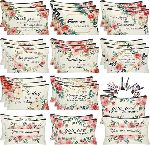 30Pcs Christian Makeup Bag Christian Gifts for Women Inspirational Bible Verse Flower Cosmetic Bags Religious Gifts Motivational Travel Toiletry Pouch for Women Mother’s Day Wedding in Kuwait
