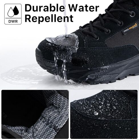 FREE SOLDIER Waterproof Hiking Work Boots Men's Tactical Boots 6 Inches Lightweight Military Boots Breathable Desert Boots(Black 8.5) in Saudi Arabia
