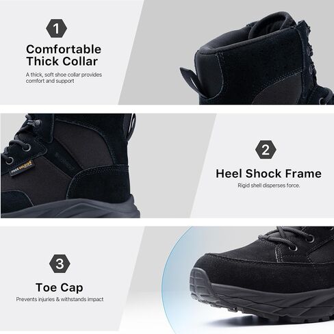 FREE SOLDIER Waterproof Hiking Work Boots Men's Tactical Boots 6 Inches Lightweight Military Boots Breathable Desert Boots(Black 8.5) in Saudi Arabia