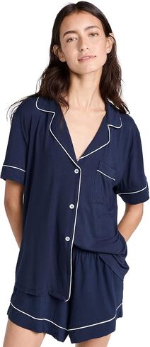 Eberjey Womens Gisele Relaxed Shorts PJ Set Stone Blue/Ivory XX-Large Inseam: 4 in Saudi Arabia