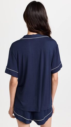 Eberjey Womens Gisele Relaxed Shorts PJ Set Stone Blue/Ivory XX-Large Inseam: 4 in Saudi Arabia