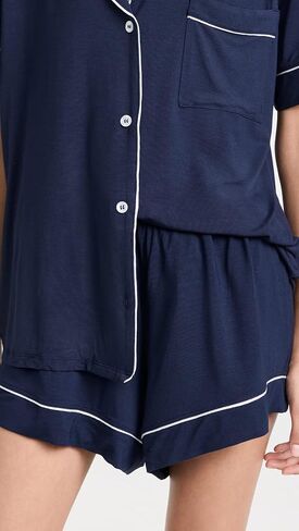 Eberjey Womens Gisele Relaxed Shorts PJ Set Stone Blue/Ivory XX-Large Inseam: 4 in Saudi Arabia