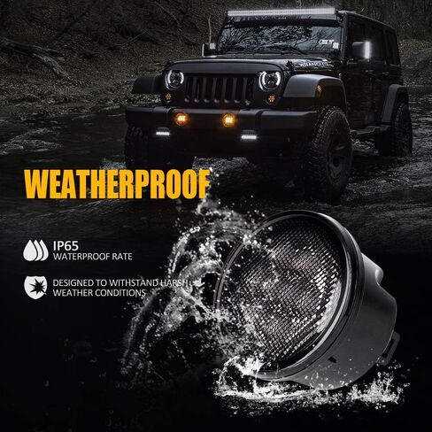 Xprite LED Turn Signal Lights w/White DRL Halo, Smoked Lens Fender Side Marker Lights Indicator Lamp Compatible with 2007-2018 Jeep Wrangler JK & Wrangler Unlimited in Saudi Arabia