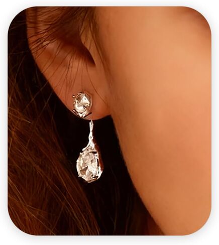 925 Sterling Silver Post Teardrop Dangle Earrings for Women Trendy, Hypoallergenic Nickel Free Cute Dainty Unique Drop Earrings for Sensitive Ears Women, Gold and Silver Two Tone Earrings in Saudi Arabia