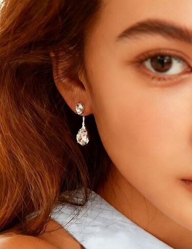 925 Sterling Silver Post Teardrop Dangle Earrings for Women Trendy, Hypoallergenic Nickel Free Cute Dainty Unique Drop Earrings for Sensitive Ears Women, Gold and Silver Two Tone Earrings in Saudi Arabia