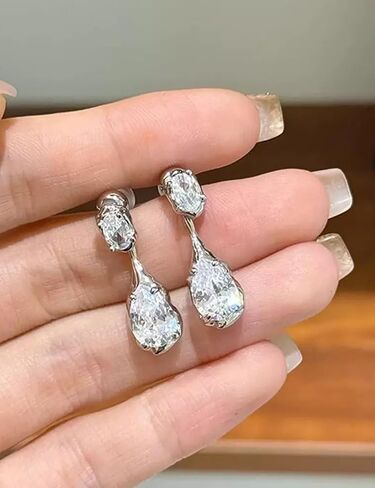 925 Sterling Silver Post Teardrop Dangle Earrings for Women Trendy, Hypoallergenic Nickel Free Cute Dainty Unique Drop Earrings for Sensitive Ears Women, Gold and Silver Two Tone Earrings in Saudi Arabia