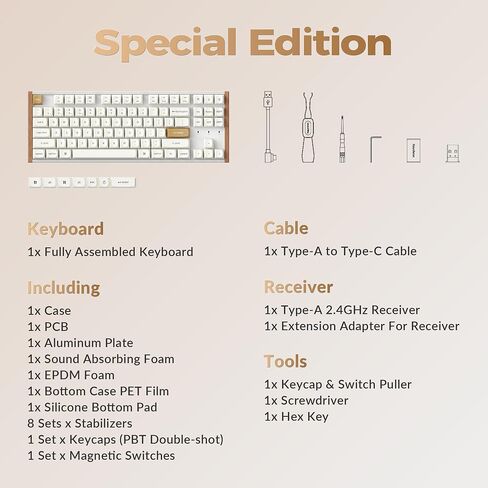 keychron k8 he tkl اللوحة اللاسلكية لوحة المفاتيح الساخنة قاعة قابلة للتبديل تأثير المفاتيح المغناطيسية 2.4 جيجا هرتز/بلوتوث/سلكية QMK/عبر خلفية RGB مخصصة لنظام التشغيل Windows Linux-Black in Saudi Arabia