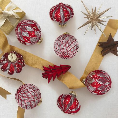 12 PCS Clear and Champagne Christmas Ball Ornaments, 80mm/3.15 Inches Rustic Farmhouse Christmas Decorations, Large Shatterproof Luxury Hand-Painted Xmas Ornaments for Christmas Tree, Wedding in Saudi Arabia