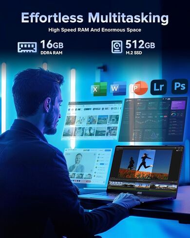 2025 جهاز كمبيوتر محمول AMD ، جهاز كمبيوتر محمول 16 بوصة مع معالج AMD Ryzen 7 7735HS (8C/16T ، حتى 4.75 جيجا هرتز) ، DDR5 DDR5 512GB NVME SSD LAP in Kuwait