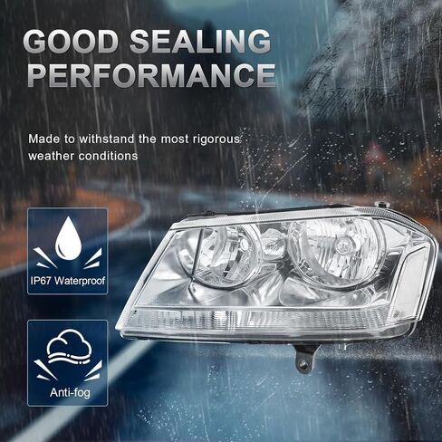 Headlights Assembly Compatible for 2008-2014 Dodge Avenger Chrome Housing Amber Reflector Front Headlamp Driver and Passenger Side in Saudi Arabia